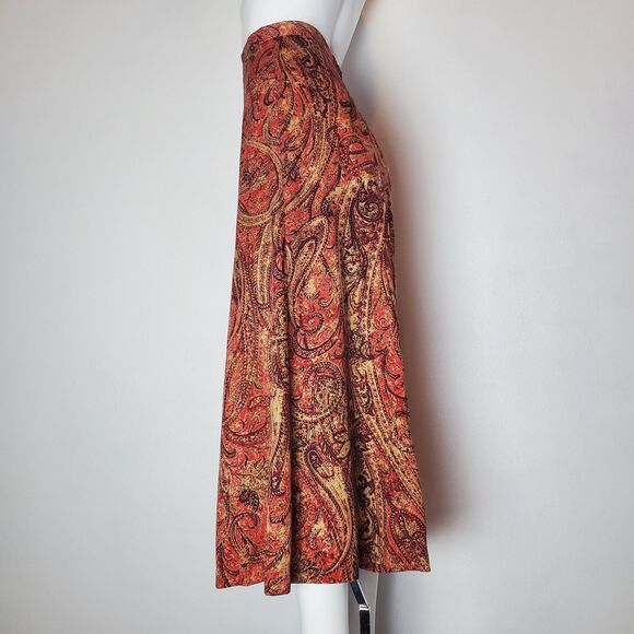 Vintage Dresses & Skirts - Vintage 80s Koret Plus Size Burnt Orange Paisley Midi Skirt